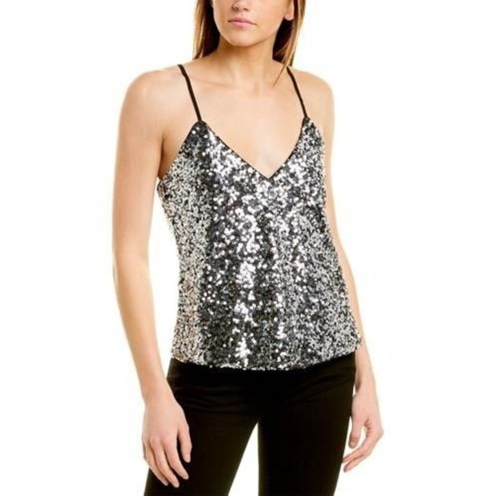 BARDOT Women's Black Elegant Silver Sequin Camisole Top Size 12 XL New!